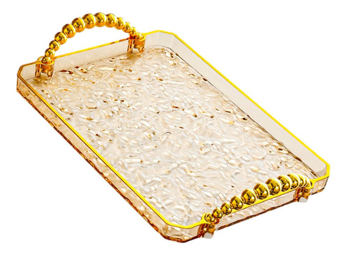 Elegante Bandeja Rectangular Para Borde Dorado Ámbar.