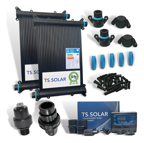 Kit Aquecimento Solar Piscina 17 Placas 5mt+ Control+ Valvs