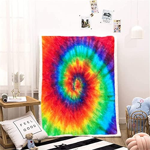 Yanr Rainbow Tie Dye Mantas Y Mantas Patrón Psicodélico En E