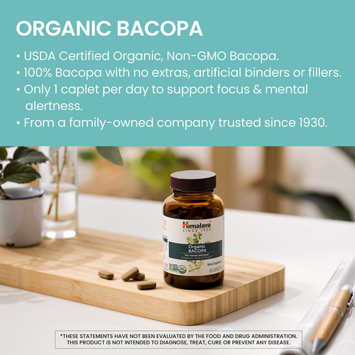 Himalaya Organic Bacopa Monnieri / Brahmi, Brain Supplement,