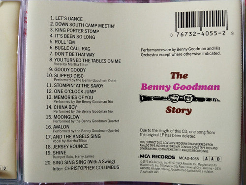 Benny Goodman Cd The Benny Goodman Story V (Usado)