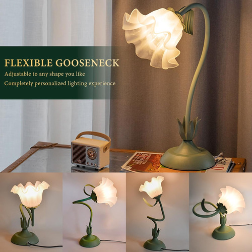 Bonita Lámpara De Mesa De Flores, Luz De Lectura Led, Lámpar