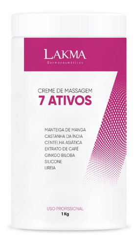 Creme De Massagem 7 Ativos Drenagem Linfática 1 Kg - Lakma