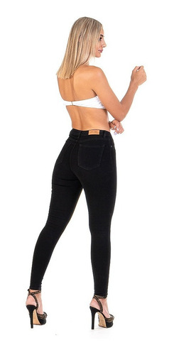 Imagen 9 de 10 de Pantalón Jeans Mujer Negro Mezclilla Stretch Cierre Botones