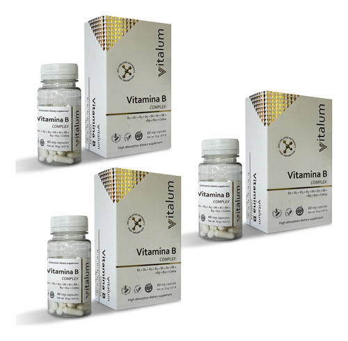 Vitamina B Complex Vitalum Hgl Sin Tacc Vegano Pack 3 60caps