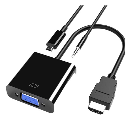 Adaptador Hdmi A Vga Con Salida De Audio Y Conexión Auxiliar