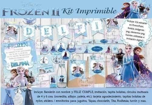 Kit Imprimible Frozen 2 Cumpleaños Candy Bar Editable Ppt