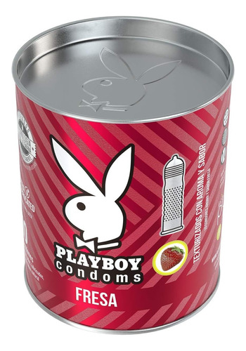 10 Condones Playboy .con Aroma Sabor A Fresa Y Doble Textura