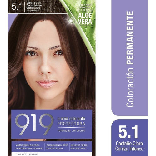 919 Kit Coloración Tintura Permanente Tono 5.1 Castaño claro ceniza intenso