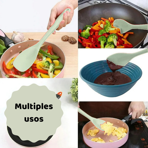 Set 2 Cucharas Ensaladeras Silicona Cocina Antiadherentes
