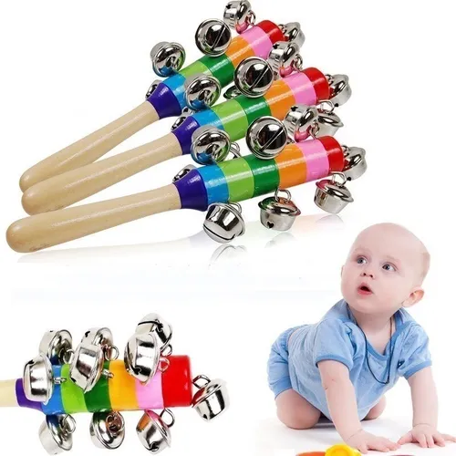 Sonaja Con 10 Cascabeles Instrumento Peque o De Madera Beb