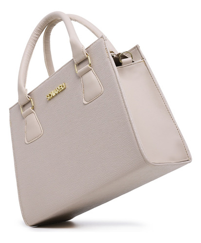 Bolsa Feminina De Mão E De Lado Com Alça Transversal Barato Marfim Lisa Dourado Cor Da Bolsa