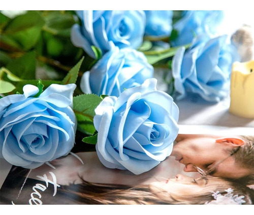 Rosas Artificiales Decoracion,10 Rosas Artificiales Con