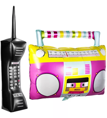 Caja inflable de 3 piezas de radio Boom y accesorios inflables para  teléfono móvil para decoraciones de fiesta 80s 90s