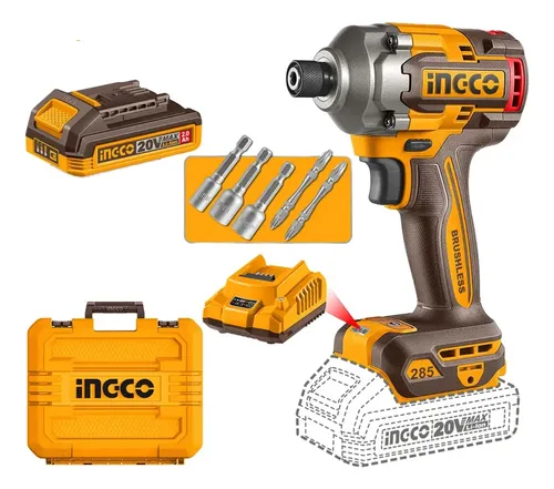 Parafusadeira De Impacto 1/4 285n 20v C/2 Baterias Ingco Laranja-...