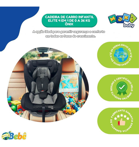 Cadeira de Carro Infantil 0 a 36Kg Elite 4 em 1 - Maxi Baby - Preto/Cinza Ônix
