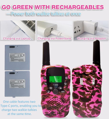 Walkie Talkies 2 Radios Rosa Camu Regalo Navidad 94