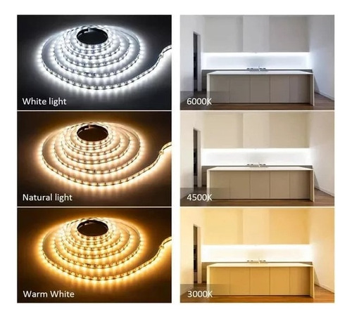 3 Cintas Led 12v 2835 Rollo 5mts 6000k Luz Fría