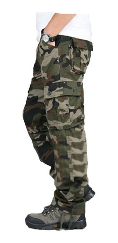 Pantalones Cargo Camuflados Gabardina Pre Lavada Hombre  