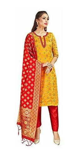 Indio Pakistaní Mujer Confeccionada Salwar Kameez Banarasi A