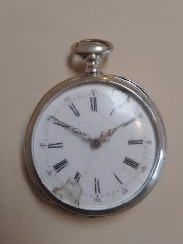 Reloj De Bolsillo De Cuerda De Plata Con Llave Siglo Xix