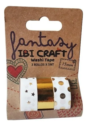 Cinta Adhesiva Decorativa Washi Tape Fantasy 3 Motivos Foil