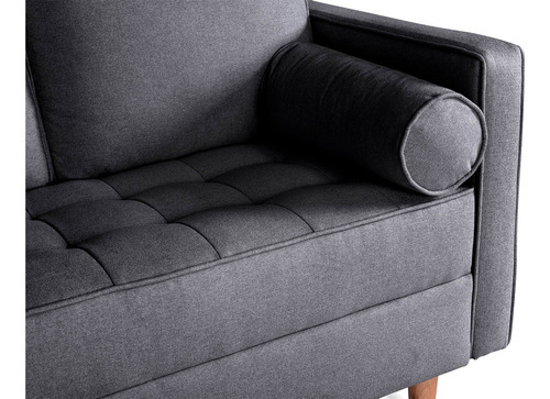 Sala Modular Esquinera De Lino Modelo Cerati Makora Color Gris Oscuro