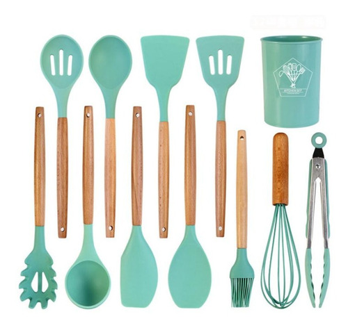 Set 12 Utensilios De Cocina Silicona Resistente Calor Juego