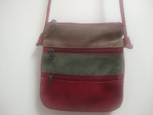 Cartera Bandolera Pequeña  Mujer De Cuero Gamuzado Y Forr 