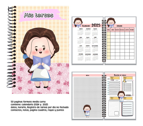 Libreta De Tareas Bella Digital Kit Imprimible 24-25