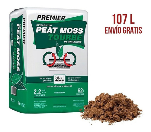 Peat Moss Turba Paca 107 Lts / 25 Kg Sustrato Organico