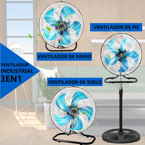 Ventilador De Piso Oscilante 180 3 Velocidades 5 Aspas Negro