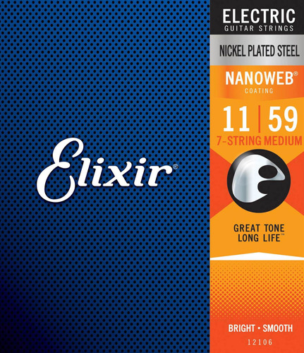 Cuerdas De Guitarra Eléctrica Elixir Nanoweb 7 Cuerdas 11-59