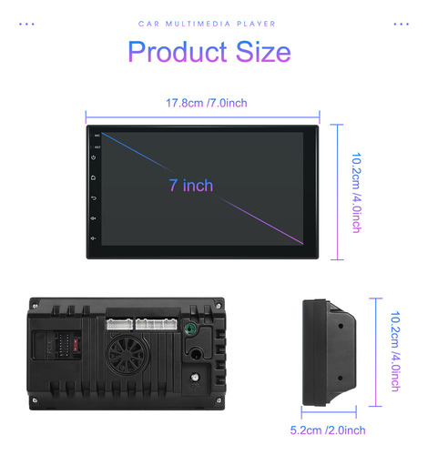 Radio De Coche Android 2din Gps Con Pantalla Táctil De 7 Pul
