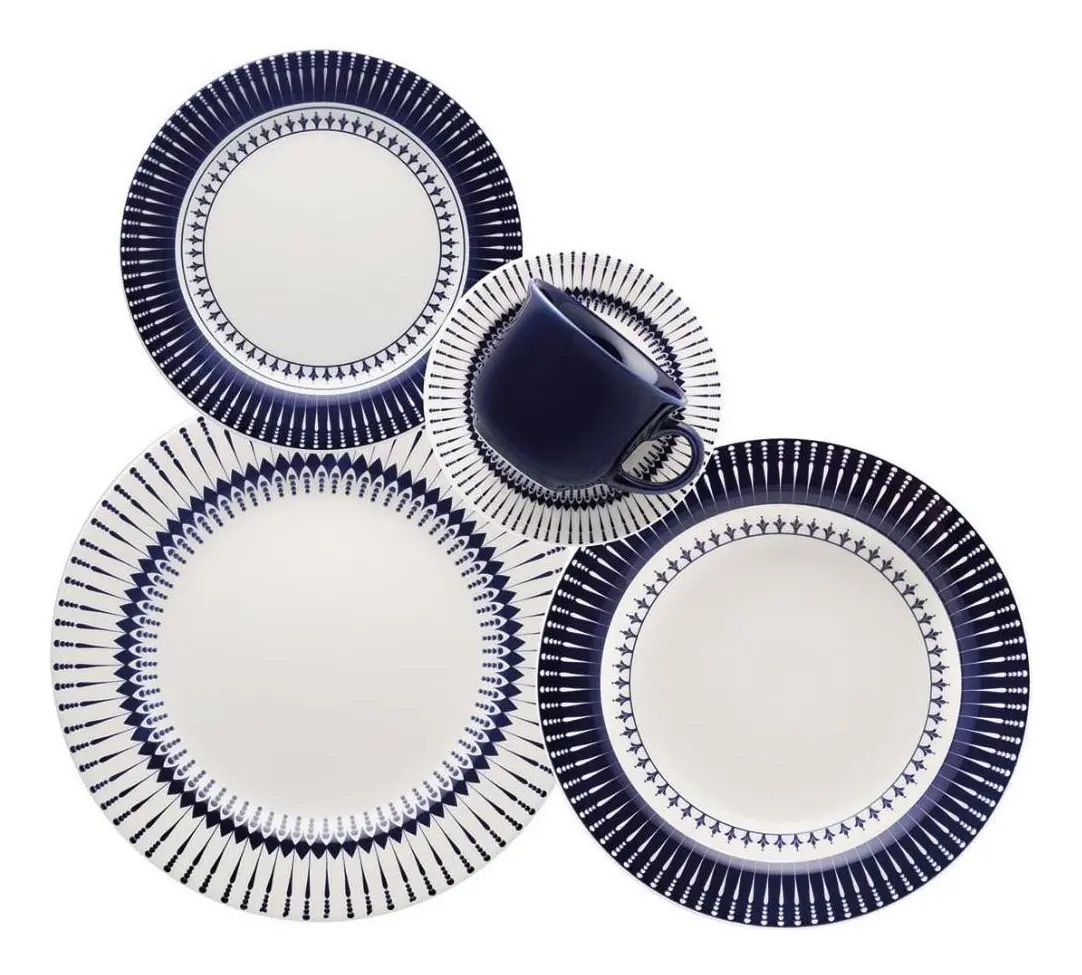 Aparelho De Jantar E Chá 20 Peças Donna Colb Azul