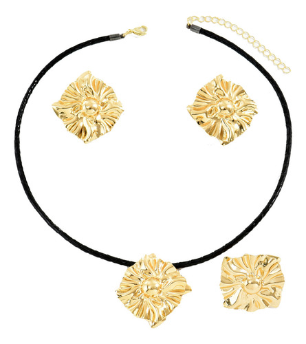 Conjunto Sencillo De Pendientes, Collar Y Anillo For Mujer.