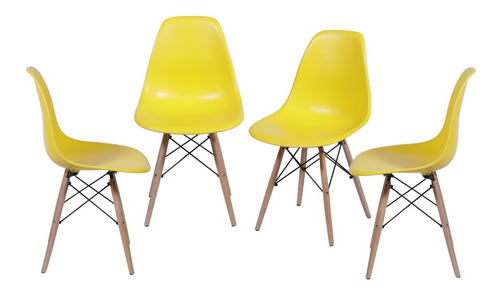 Set X4 Silla Eames Boxbit Dkr Comedor Base En Madera