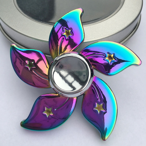 2017 Arco Iris Flor Estrella Tri Spinner Edc Fidget Juguete 