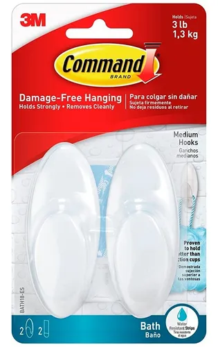 Gancho Toalla Ba o X2 Oval Paredes 3m 1 3kg Percha Adhesiva Color