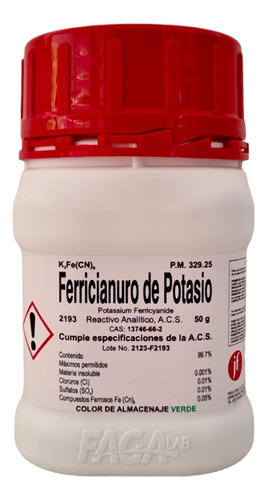 Ferricianuro De Potasio (prusiato Rojo) 50g Fagalab