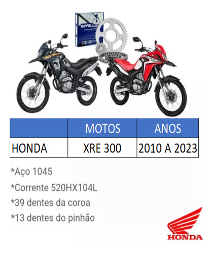 Kit Relação Tração Xre 300 2010 À 2023 Original Riffel