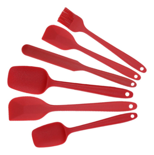 Juego De Espátula De Silicona De 6 Piezas Resistente Rojo