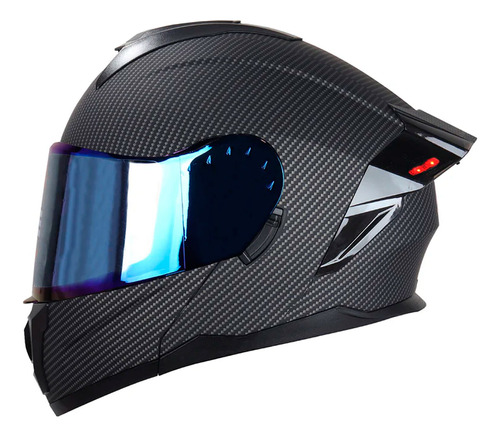 Casco Modular Edge Boston Solid Fibra Carbono Con Luz Led