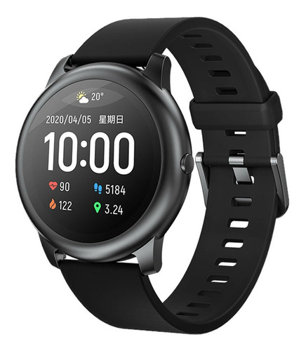 Smartwatch Haylou Solar 1.28" caja 45.3mm de  pc y abs  negra, malla  negra de  silicona LS05