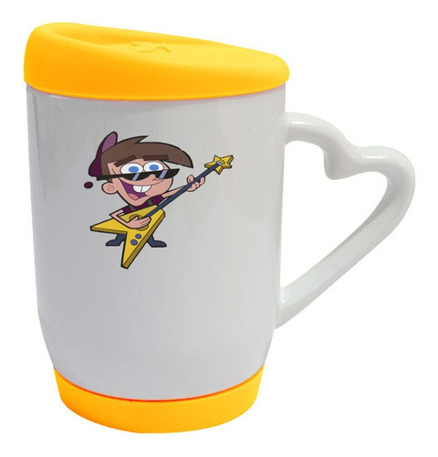 Mug Base Tapa Silicona Dibujos Animados   R156