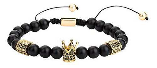 Pulsera Trenzada Rey Con Onix Mate 8mm