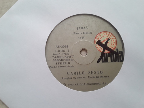 Camilo Sesto - Amor Libre Jamás - Single Vinilo Promo Kktus