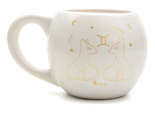 Taza Signos Geminis Astrologia Regalo Original Blanca C/ Oro