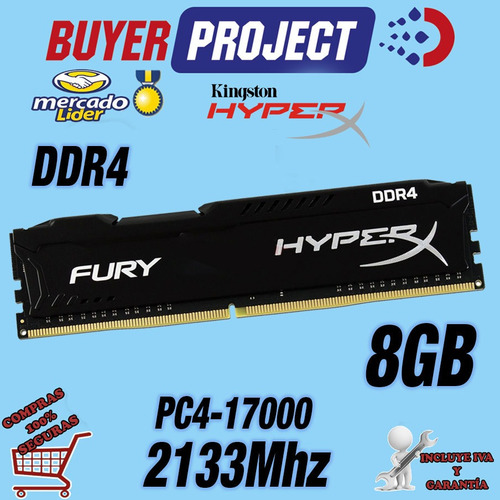 Imagen 2 de 4 de Memoria Ram Hyperx Ddr4 8gb Pc4-17000 2133mhz Pc Escritorio