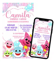 Comprar Invitación Digital Personalizada Baby Shark Niña Digitalbair